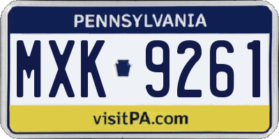 PA license plate MXK9261