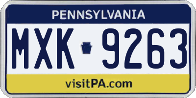 PA license plate MXK9263