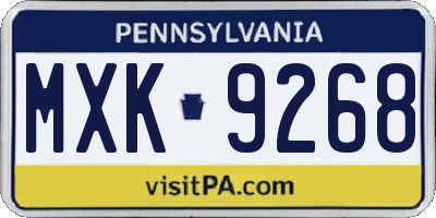 PA license plate MXK9268