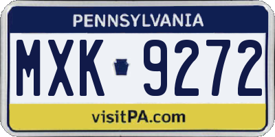 PA license plate MXK9272
