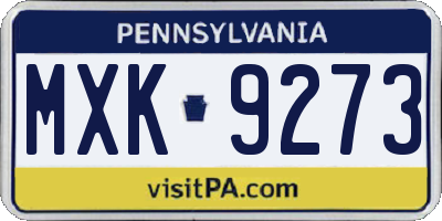 PA license plate MXK9273