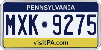 PA license plate MXK9275