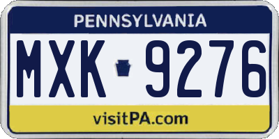 PA license plate MXK9276
