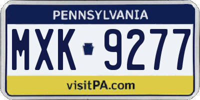 PA license plate MXK9277