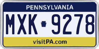PA license plate MXK9278