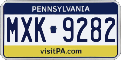 PA license plate MXK9282