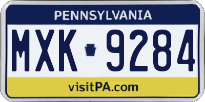 PA license plate MXK9284