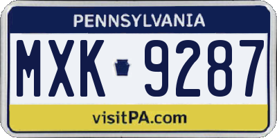 PA license plate MXK9287
