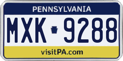 PA license plate MXK9288