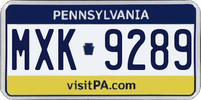PA license plate MXK9289