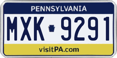 PA license plate MXK9291