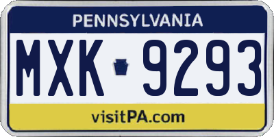 PA license plate MXK9293