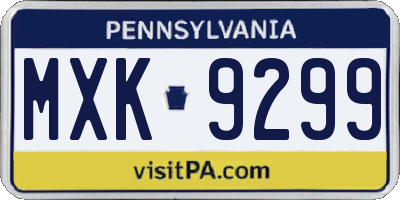 PA license plate MXK9299
