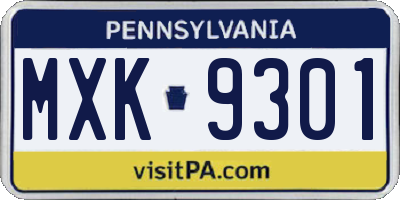 PA license plate MXK9301