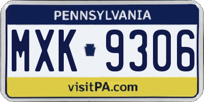 PA license plate MXK9306