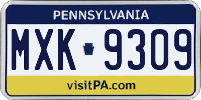 PA license plate MXK9309