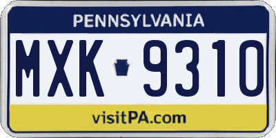 PA license plate MXK9310