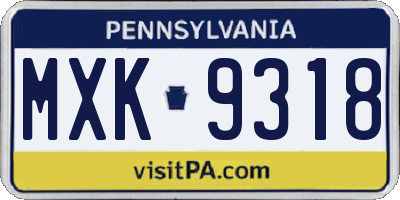 PA license plate MXK9318