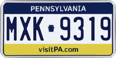 PA license plate MXK9319