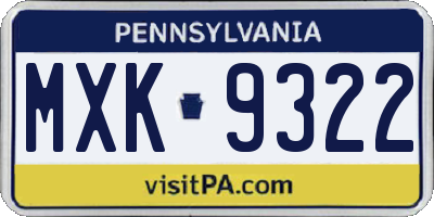 PA license plate MXK9322