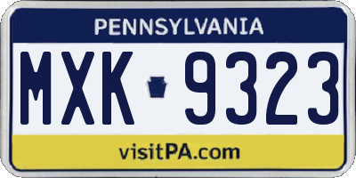 PA license plate MXK9323
