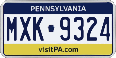 PA license plate MXK9324