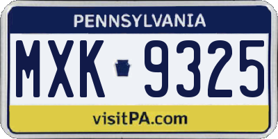 PA license plate MXK9325
