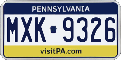 PA license plate MXK9326