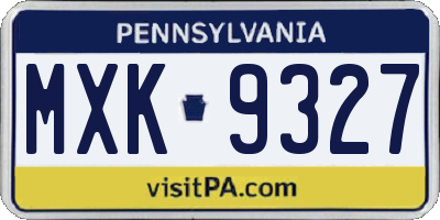 PA license plate MXK9327