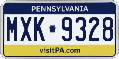 PA license plate MXK9328