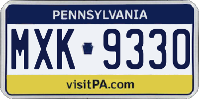 PA license plate MXK9330