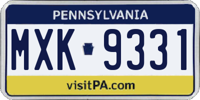 PA license plate MXK9331