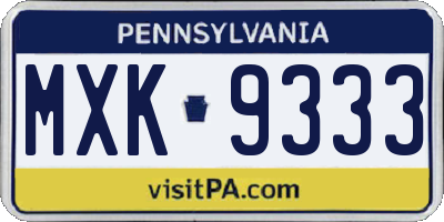 PA license plate MXK9333