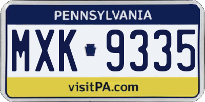 PA license plate MXK9335