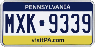 PA license plate MXK9339