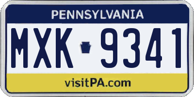 PA license plate MXK9341