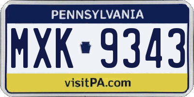 PA license plate MXK9343