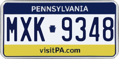 PA license plate MXK9348