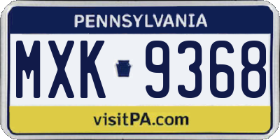 PA license plate MXK9368