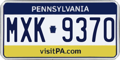 PA license plate MXK9370