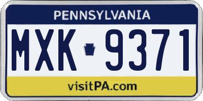 PA license plate MXK9371
