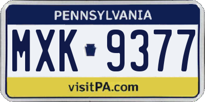 PA license plate MXK9377