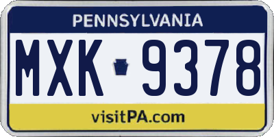 PA license plate MXK9378