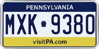 PA license plate MXK9380