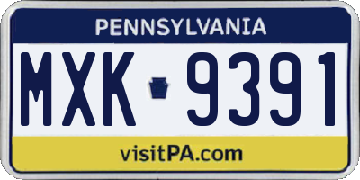 PA license plate MXK9391