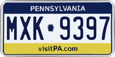 PA license plate MXK9397