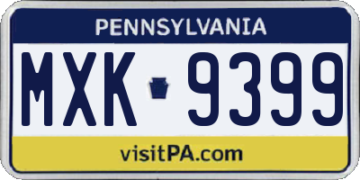 PA license plate MXK9399