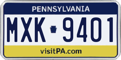 PA license plate MXK9401