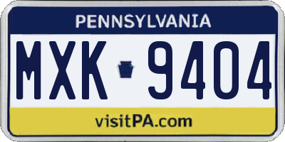 PA license plate MXK9404