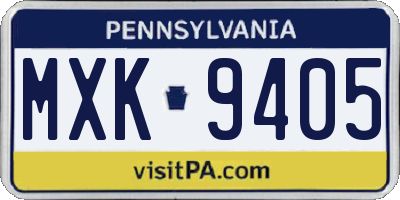 PA license plate MXK9405